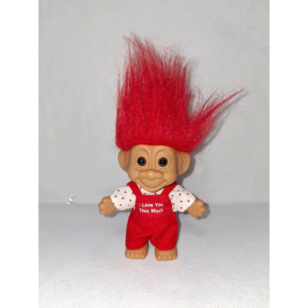 Vintage 90s Russ Berrie 5 inch Valentine's Day Troll Doll I Love You This Much